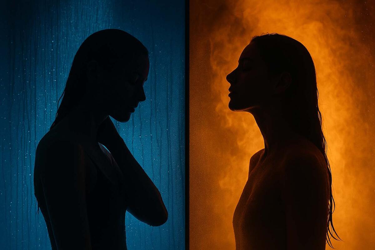 showering with hot or cold water
